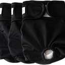 JoyDaog 3 Pack Small Dog Diapers for Female Reusable Premium Jean Puppy Wrap,Black XS