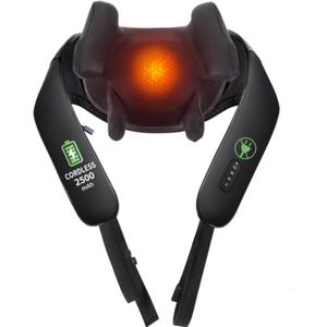 Cordless Shiatsu Neck and Back Massager with Heat, 2500mAh Rechargeable Electric Deep Tissue 3D Kneading Massage Pillow for Shoulder, Leg, Body Muscle Pain Relief, Gifts for Dad Mom Friends