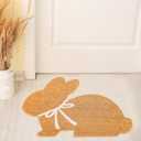 FYSUIMU Easter Bunny Shaped Natural Coir Doormat Cute Rabbit Welcome Floor Mat Non-Slip Entrance Door Rugs for Indoor Outdoor Bathroom Decor, 16.5 x 29 Inch