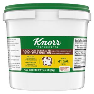 Knorr Professional Caldo de Res, Beef Bouillon with Beef Flavor Granulated Base, Bouillon as a Base, Marinade, Flavor Enhancer, Shelf Stable Convenience, 0g Trans Fat, 4.4 lbs (Pack of 1), Best if used by Oct 15,2025