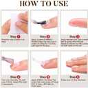 24Pcs Christmas Press on Red French Tip Almond Fake Nails with Red White Stripe Designs Full Cover Glossy Acrylic Sliver Glitter Stick on Medium False Nails