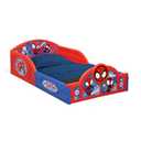 Delta Children - Marvel Spidey and His Amazing Friends 4-Piece Toddler Room-in-a-Box Set Includes Sleep and Play Toddler Bed, Table, 1 Chair and Fabric Toy Box, Blue/Red