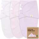 3-Pack Organic Swaddles for Newborns, Baby Sleep Sacks 0-3 Months - Baby Swaddle Wrap, Newborn Wearable Blanket, Infant Sleep Sack for Girls, Boys, Soft & Snug, Large Hook & Loop Closure (Soft Lilac)