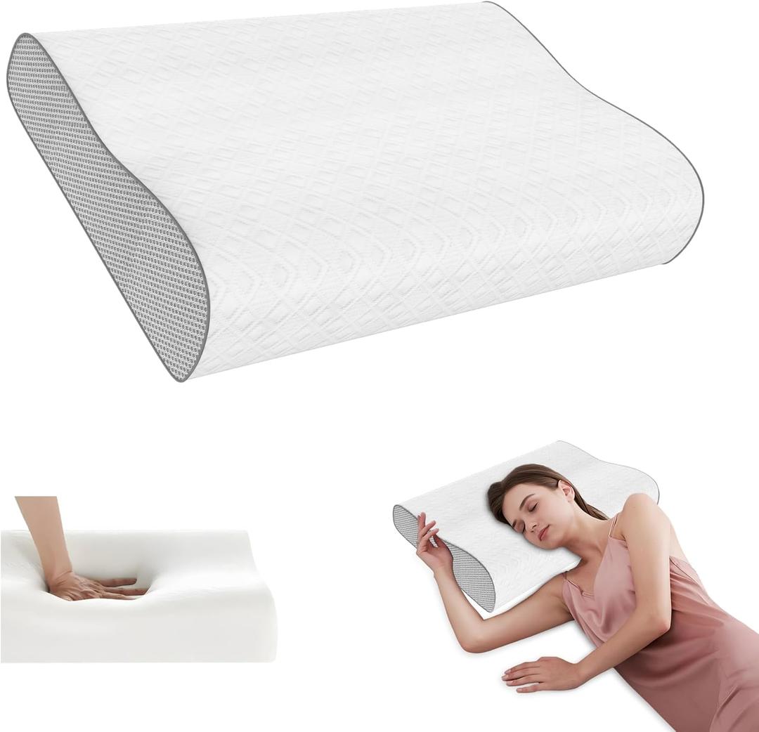 Cervical Pillow for Neck Pain Relief, Memory Foam Pillow, Ergonomic Adjustable Contour Bed Pillow for Side, Back & Stomach Sleepers (1, 23.6 * 15.7inch)