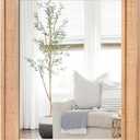 Rectangle Rattan Mirror, 30"x40" Rattan Wall Mirror for Bathroom, Large Farmhouse Wooden Mirror with Handmade Wicker Frame, Decorative Boho Mirror for Nursery Bedroom Living Room Entryway Nature