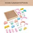 Fisher-Price Wood Toddler Toy Castle Block Set, 28 Wooden Pieces for Stacking Developmental Play Preschool Kids Ages 2+ Years