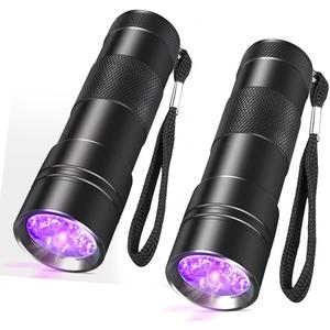 SEVENKA Black Light Flashlight, 2 Pack 12 LED UV Blacklight Flashlight, 395nm Handheld Mini Torch Light, Professional Urine Detector for Dog Pet Urine Stains, Bed Bugs and Scorpions. (2 Pack Black Light)