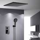 Contemporary 2-Function Rain Shower Head Ceiling Mounted Rainfall Square Shower Head Stainless Steel Overhead Rainfall Massage Top Sprayer Matte Black