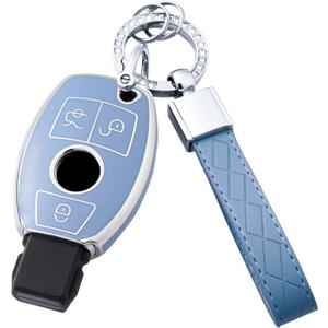 Key Fob Cover with Keychain for Benz A C E R S G M CLS CLK AMG ML SL SLK GLC GLE GLS