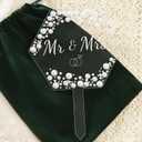 Coucoland Mr and Mrs Cake Topper - Hexagon Wedding Cake Decor with Rhinestones and Pearls for Engagement Bridal Anniversary