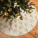 Soulchen 36 Inch Christmas Tree Skirt Ocean Jacquard White Plush Xmas Tree Skirt Rustic Decoration for Merry Christmas Party Faux Fur Decor