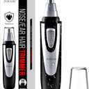 Ear and Nose Hair Trimmer Clipper - 2025 Professional Painless Eyebrow & Facial Hair Trimmer for Men Women, Battery-Operated Trimmer with IPX7 Waterproof, Dual Edge Blades for Easy Cleansing Black
