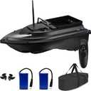 RC Fishing Bait Boat with 2 x 5200mAh Batteries & Carrying Bag, 1640FT Remote Range, 3.3LB Load Capacity, Speed Cruise, Night Lights  Remote Control Carp Bait Boat (Black)