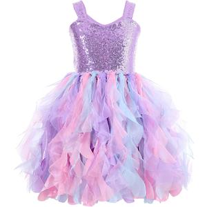 Purple Tutu Dress for Girls Mermaid Princess Birthday Party Dresses Sparkly Sequin Tulle Fairy Dress for Toddler Girls Kids Prom Sneaker Ball Gown Dance Graduation Dance Christmas Outfit 6T