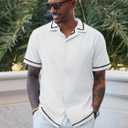 Runcati Mens Short Sleeve Shirt Button Down Casual Cuban Linen Shirts Summer Beach Vacation Tops (White, L)