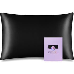 OLESILK 100% Mulberry Silk Toddler Pillowcase for Hair and Skin, Both Sides 19 Momme Pure Natural Silk Travel Pillow Cases with Hidden Zipper, 13"x 18", Black
