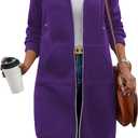 ELESOL Women Casual Zip up Fleece Hoodies Tunic Sweatshirt Long Hoodie Jacket (Purple, M)