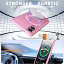 for Samsung Galaxy S25 Edge Case with Stand Compatible with MagSafe +1 Screen Protector, [Built in Kickstand &Magnet][Heat Dissipate] Protective Matte Case for Galaxy S25 Edge (Pink)