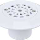 Pool Main Drain, White Round Floor Drain with Anti Blocking Grille and 1.73 Inch Diameter Filter Type Plastic Swimming Pool Main Drain for Swimming Pool, SPA, Pool Replacement Parts (4.01x2.13 Inch)