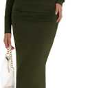 Lazysmile Bodycon Maxi Dresses for Women Long Sleeve Cocktail Dress (Green, M)