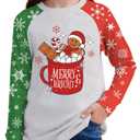 Christmas Little Girls Patchwork Funny Ugly Gingerbread Shirt Santa Party Top Green & Grey 6 Years