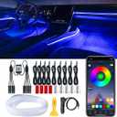 Interior Car LED Strip Lights, RGB 16 Million Color 9 in 1 Ambient Lighting Kit with 236 inches Fiber Optic, Music Mode Inside Car Lighting Accessories with Wireless APP Control (No Remote)