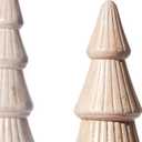 WONDROUS' DECO Wooden Christmas Tree Figurine, Tabletop Pink and Gold Tree Figurine, Set of 2 Desk Centerpieces for Christmas Decor