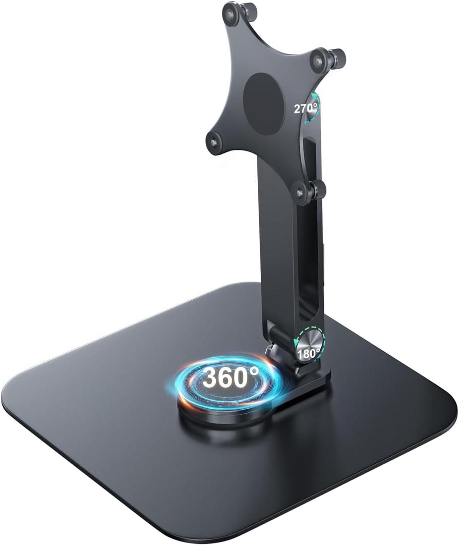 Portable Monitor Stand VESA 75x75mm Holes M4 Anti-loss Screws, Aluminum Alloy Base, Fits 7" to 18.5" Inch Small Monitors, Black Desk Mount (Not Fits100x100mm)