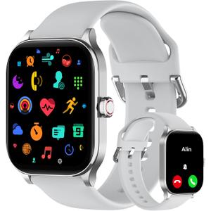 Smart Watch (Answer/Make Call), 2.01" Smartwatch for Android Phones and iPhone with Heart Rate,Sleep Monitor,Pedometer, 100+Sports Fitness Watch, IP68 Waterproof Fitness Tracker for Men Women (2.01 inches, Grey)