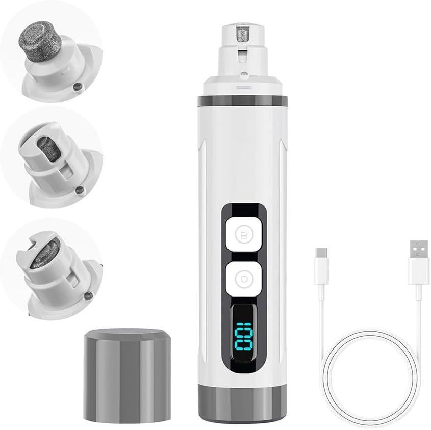 Chwwen Dog Nail Grinder Quiet-2024 Release Ultra-Quiet Dog & Cat Nail Grinder with LED Light & Battery Display - Painless Nail Trimmer for Small to Large Pets, Thick Nails, and Sensitive Paws
