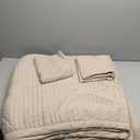 Soul & Lane Pure Bliss 100% Cotton Beige 2-Piece Quilt Set with Stitching (Twin) | with 1 Sham Pre-Washed Machine Washable Medium Weight Bedspread Coverlet
