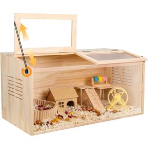 Wooden Hamster Cage,40" L x 20" W x 20" H Animal Cabinet for Dwarf Syrian Hamsters Degus, Hamster Habitat with Openable Top and Large Acrylic Sheets. Wooden Hamster Cage,40" L x 20" W x 20" H Animal Cabinet for Dwarf Syrian Hamsters Degus, Hamster Habitat with Openable Top and Large Acrylic Sheets.