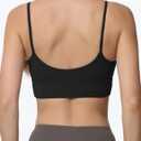 Sports Bras for Women Spaghetti Strap Padded for Yoga Running Gym Workout, Wireless Scoop Neck Bras Crop Tank Top (Black, M)