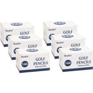 Madisi Golf Pencils, #2 HB Half Pencils, 3.5" Mini Pencils, Pre-Sharpened, 6 Boxes, 864 Count