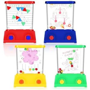 Gejoy 4 Pieces Water Games Handheld Water Ring Toss Handheld Game Mini Retro Games Pastime Toys Car Toys Birthday Party Favor for Kids Children Gifts(Modern Style)
