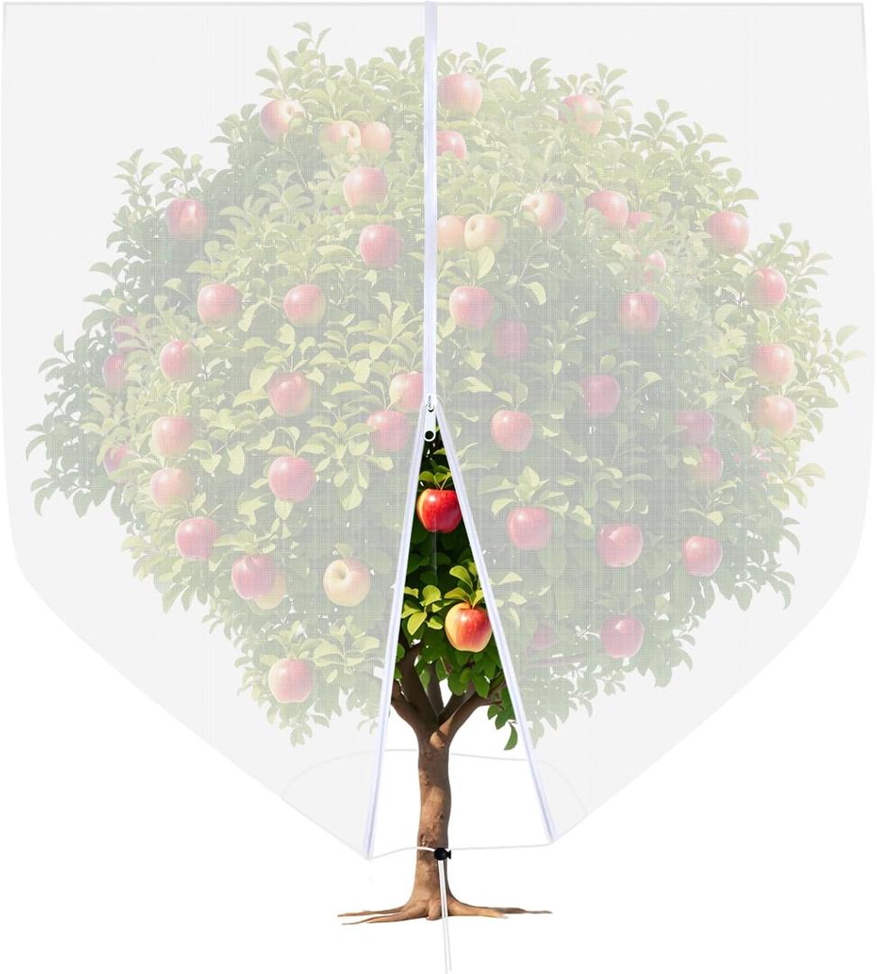 Large Fruit Tree Netting, Cookmaster 10x10Ft Insect Bird Barrier Netting with Drawstring and Zipper, Garden Netting Covers for Plant Protection from Anti Birds, Bugs,Cicadas
