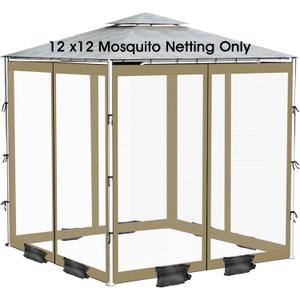 ShowyLive 12x12 Patio Umbrella Mosquito Netting with Zipper 4 Doors & 8 Weight Bag - Adjustable Polyester Mesh Bug Screen for Outdoor Umbrellas, Garden, Patio Tables (Green)