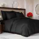 Duvet Cover Queen Size Set - Extra Soft Queen Size Duvet Cover 90 x 90 with 2 Pillow Shams - Hotel Luxury, Easy Care and Fade Free with Zipper Closures & Ties - Comfy, Breathable Bedding Set (Black) (17 - Black (No Comforter))
