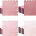 Zhanmai 100 Pack Cocktail Napkins 5 x 5 Inch Scalloped Napkins Beverage Napkins Gradient Color Paper Napkins with Scalloped Edges Thick Disposable Luncheon Napkins for Party Supplies (Dusty Pink)