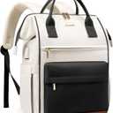 LOVEVOOK Laptop Backpack for Women 18 Inch, Travel Backpack with USB Charging Port Large Capacity Laptop Bag, Waterproof Bag for Business College Airline Approved Work Backpack(Black) (Beige&black&brown)