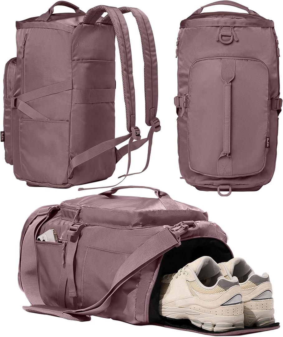 Gym Bag for Women Workout Gym Backpack with Shoe Compartment Sports Duffel Bag Multiple Pockets 30L (Purple Ash) (Purple Ash)