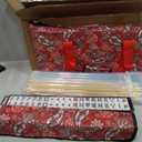 American Mahjong Game Set, 166 White Tiles, 4 All-in-One Color Rack/Pushers, Complete Mahjong Tile Set Red Printed Carrying Bag, 21 inches x 10 inches x 4 inches