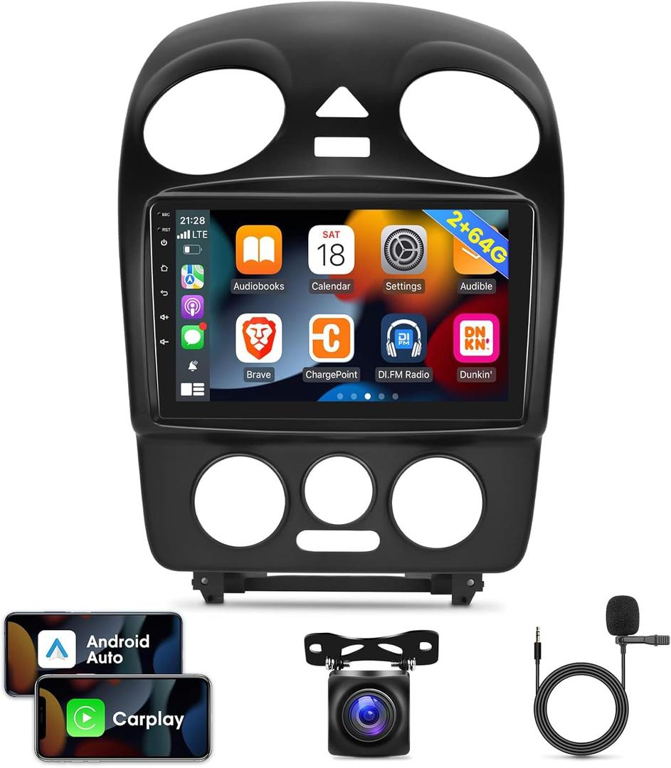 [2GB+64GB] Car Radio for Volkswagen VW Beetle 2004-2010, 9 inches Android 13 Touch Screen Stereo, Car play /Android Auto/Hi-Fi Audio/1080P/Bluetooth/SWC + AHD Backup Camera