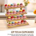 Wooden Cupcake Stand for 24 Cupcakes, 4 Tier Cupcake Display Stand Rustic Tiered Display Stand Dessert Table Display Set Cupcake Stand for Baby Shower Decorations Birthday Party Supplies Perfume Display(Pine Wood 2Pcs)