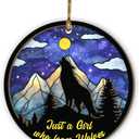 Wolf Lovers Ornament Christmas 2025, Woodland Wild Animal Ornaments for Christmas Tree, Wolf Wooden & Acrylic Ornament Decorations, Gifts for Animal Lovers, Girls, Women, Just a Girl Who Loves Wolves