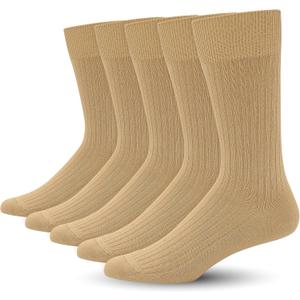 SERISIMPLE Men's Dress Socks - Bamboo Viscose Thin Ribbed Knit, Silky & Soft, Lightweight Business Crew Socks 5 Pairs (XL)