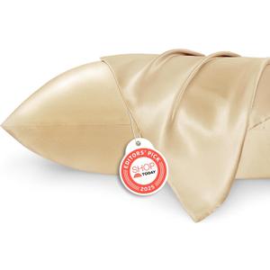 Bedsure Satin Pillowcase for Hair and Skin Queen - Champagne Gold Silky Pillowcase 2 Pack with Envelope Closure, Similar to Silk Pillow Cases, Gifts for Women Men, 20x30 Inches, 2pcs