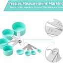 Measuring Cups and Spoons Set, 8-Piece Plastic Measure Cups, Kitchen Cooking Baking Tools, Nesting Design with Stainless Steel Handles for Liquid, Dry Ingredients (Green)