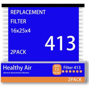 2 Pack 413 Replacement Filter Compatible with AprilAire Whole House Air Purifier 1410, 1610, 2410, 2416, 3410, 4400, MERV 13 Air Filter, 16 x 25 x 4 Inches