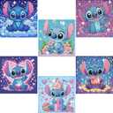 6 Pack Diamond Art Painting Kits for Beginners, Easy DIY Cute Heart Big Gem Art Kits for Cartoon Lovers Halloween Christmas Birthday Gifts, 6x6 Inch